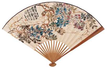 赵云壑 1923年作 紫藤 成扇